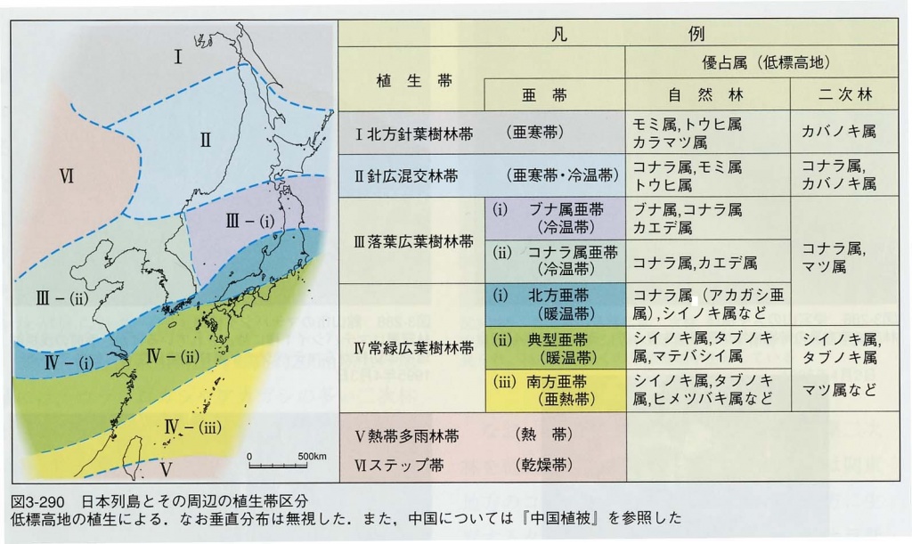 図３　日本列島とその周辺の植生帯区分