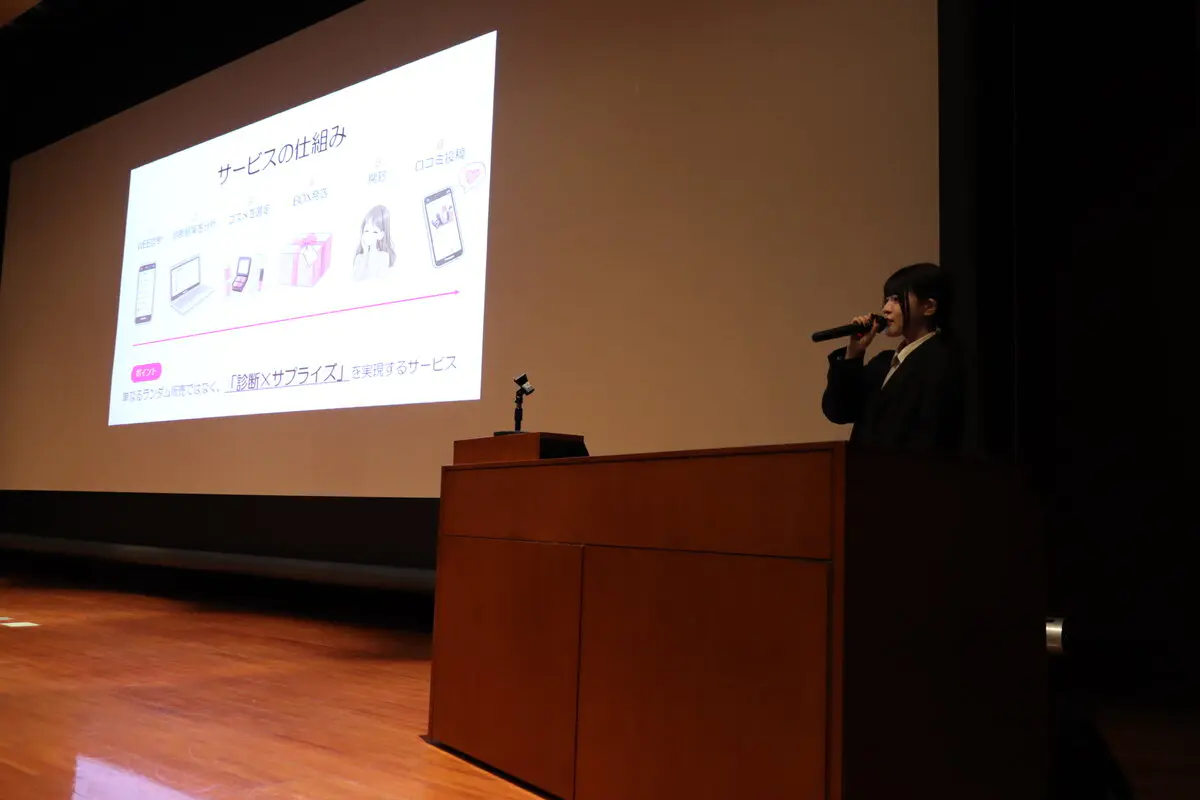 ビジネスプランを発表する長島さん