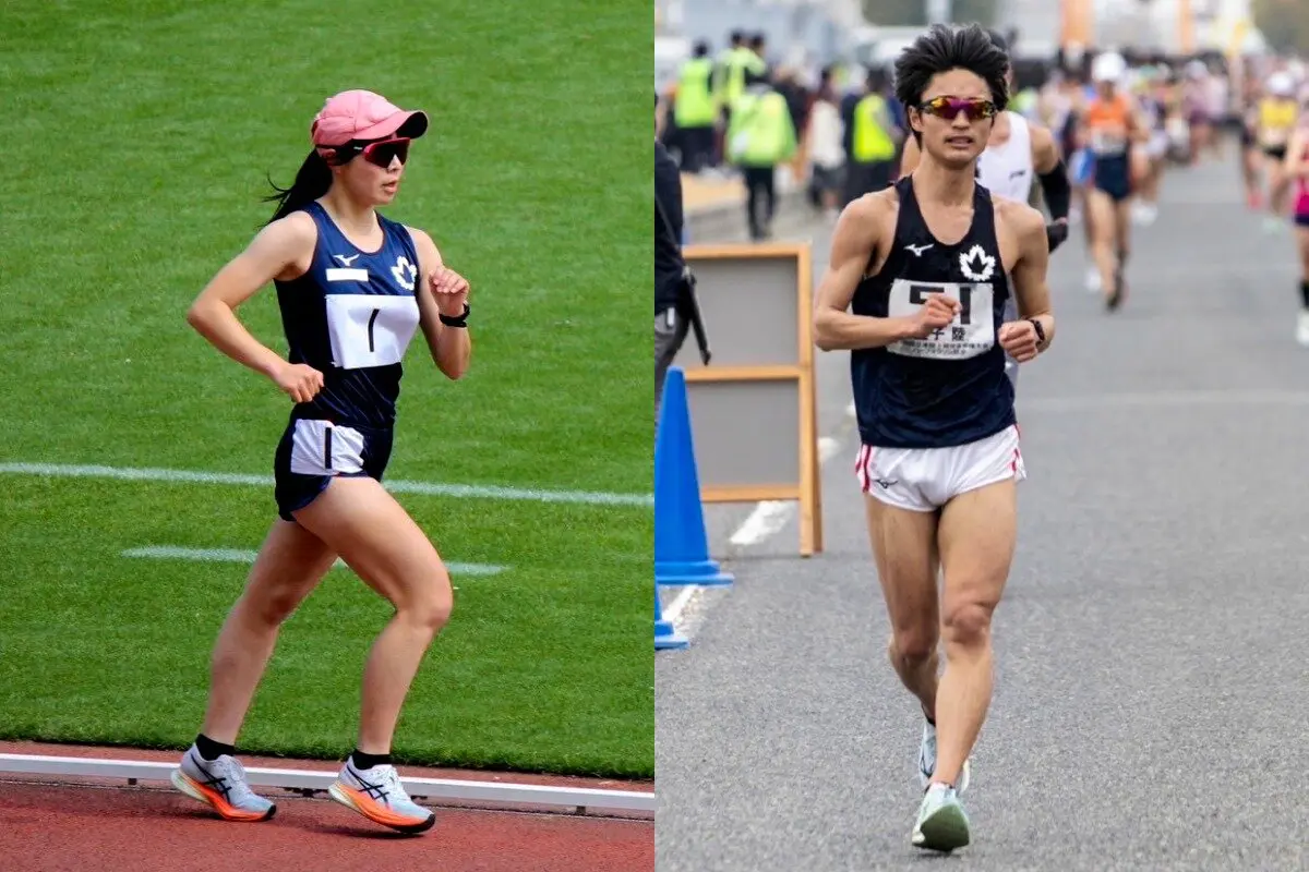 四大学対抗陸上競技大会の岡田選手と全日本インカレの金子選手
