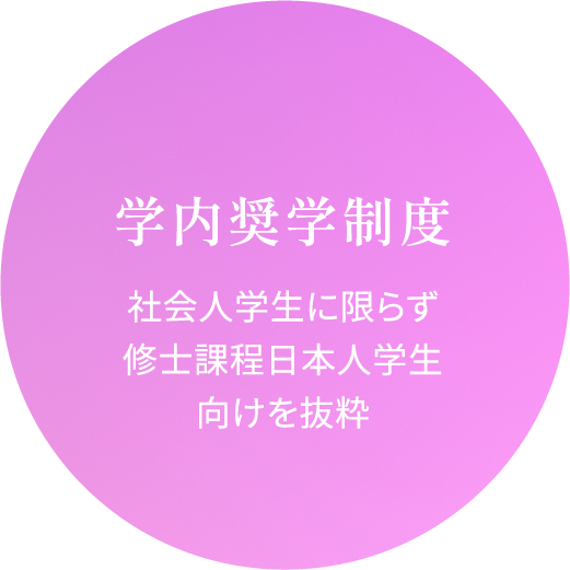 学内奨学制度 社会人学生に限らず修士課程日本人学生向けを抜粋